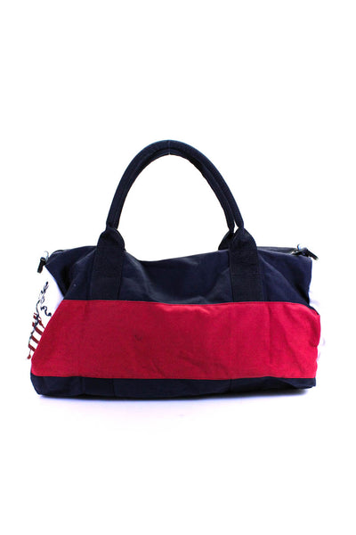 Brooks Brothers Adults Colorblock Graphic Print Zipped Duffel Travel Handbag Red