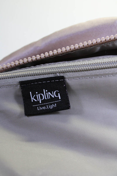 Kipling Womens Metallic Snapped Buttoned Flapped Zipped Embroider Backpack Pink
