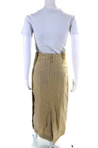 Jacquemus Womens Linen Strriped Belted Maxi Skirt Beige Size EUR 36