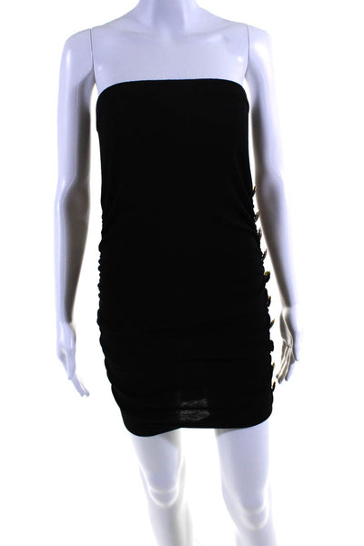 Angelo Tarlazzi Womens Black Wool Button Detail Mini Bodycon Dress Size 38