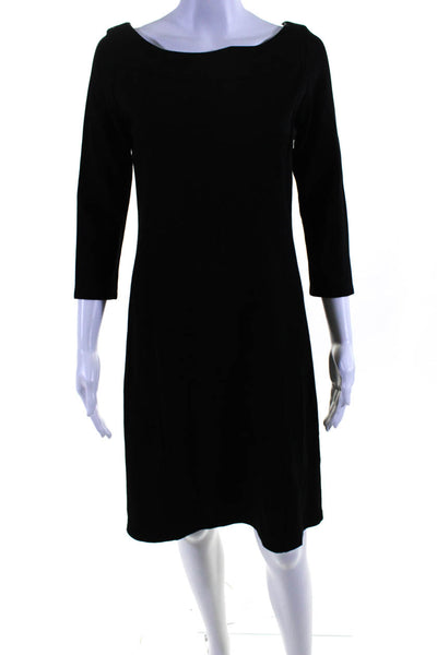 Eileen Fisher Womens 3/4 Sleeve Scoop Neck Knit Sheath Dress Black Size XS