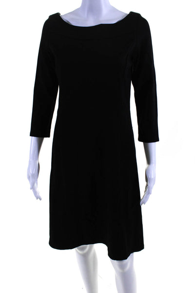 Eileen Fisher Womens 3/4 Sleeve Scoop Neck Knit Sheath Dress Black Size XS