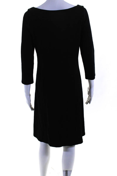 Eileen Fisher Womens 3/4 Sleeve Scoop Neck Knit Sheath Dress Black Size XS