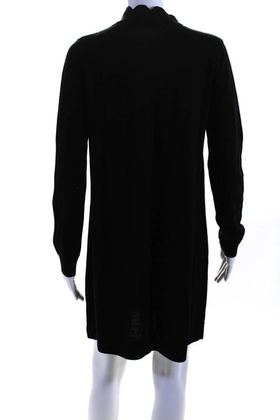 COS Womens Long Sleeve Scalloped Mock Neck Knit Sweater Dress Black Size Small