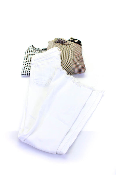 Theory Rag & Bone Zara Womens Knit Tops Flare Jeans White XS Medium 27 Lot 3