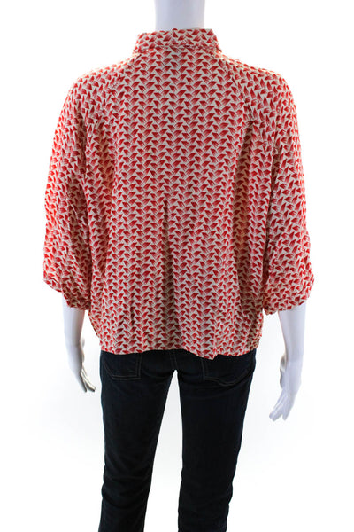 Attic and Barn Women's Collared Short Sleeves Button Down Shirt Red Size S