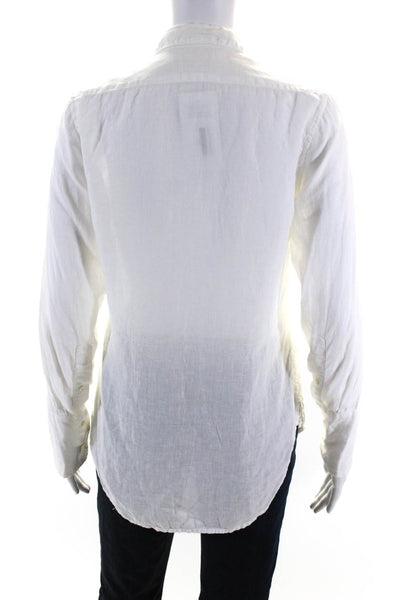 Nili Lotan Women's Collared Long Sleeves Linen Button Down Shirt White Size S