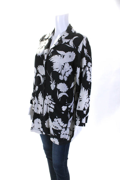 Ganni Women's Collared Long Sleeves Button Down Silk Floral Shirt Size 36