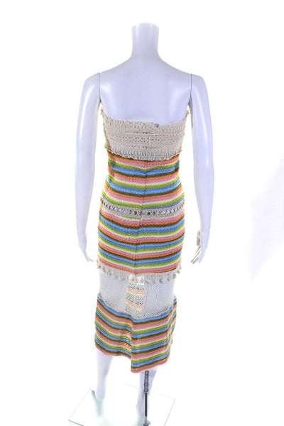 Taylor Rose Womens Open Knit Striped Maxi Cover Up Skirt Multicolor Size S