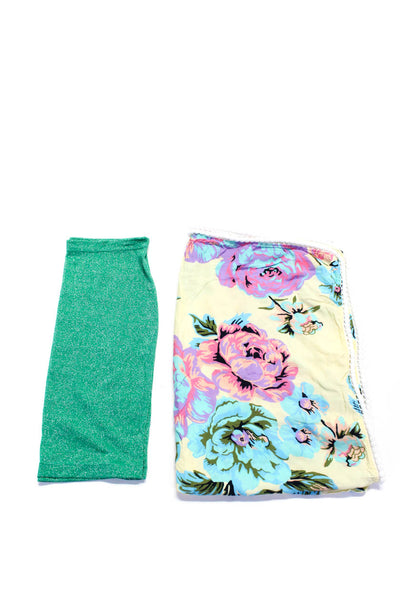 Triangl Maaji Womens Metallic Swimwear Coverup Skirt Green Size M/L O/S Lot 2