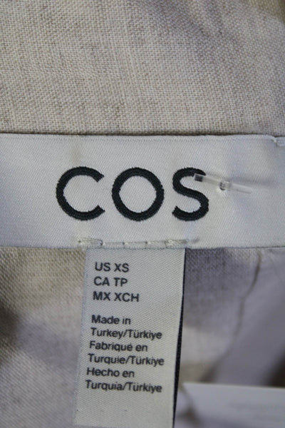 COS Women's Collared Short Sleeves Button Down Linen Shirt Beige Size XS