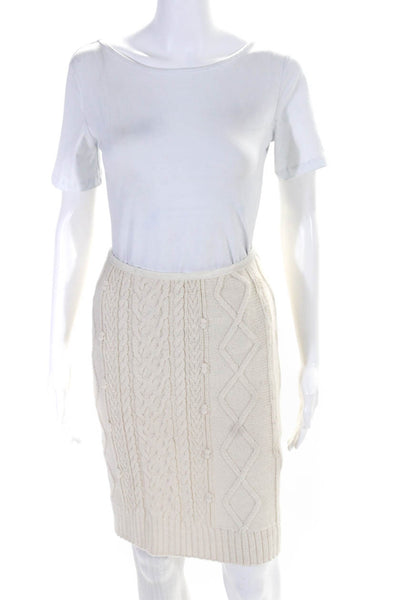 Calypso Saint Barth Womens Alpaca Cable Knit Skirt White Size Extra Small