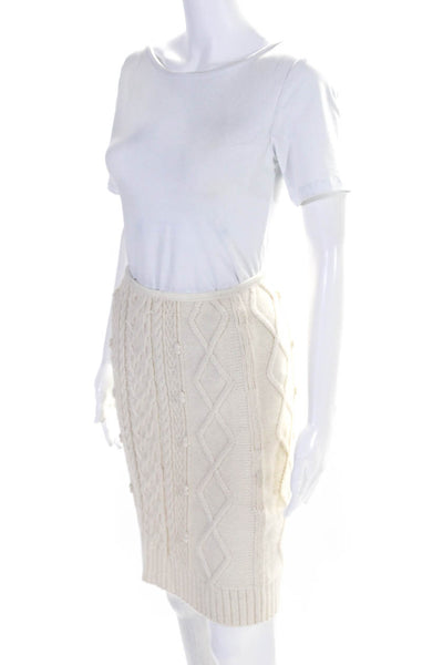 Calypso Saint Barth Womens Alpaca Cable Knit Skirt White Size Extra Small