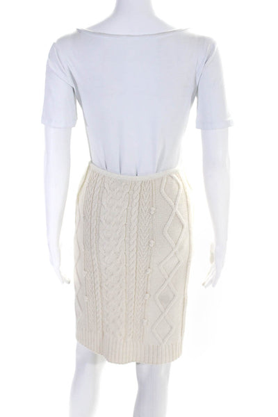 Calypso Saint Barth Womens Alpaca Cable Knit Skirt White Size Extra Small