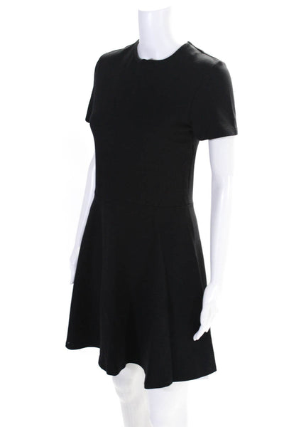 Amour Vert Womens Short Sleeves Knee Length A Line Dress Black Size Small