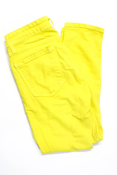 Kate Spade Womens Cotton Buttoned Skinny Leg Casual Pants Yellow Size EUR24