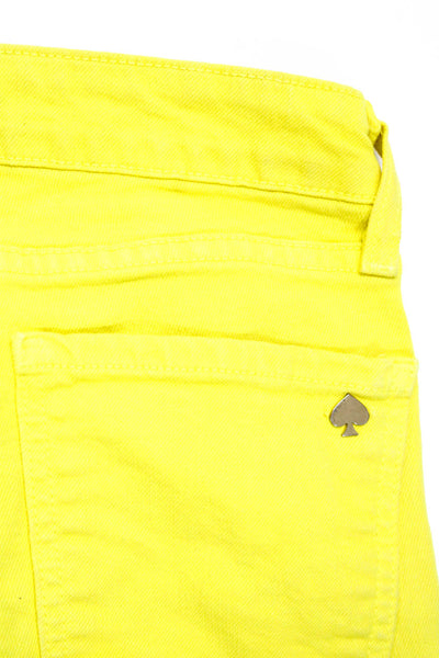 Kate Spade Womens Cotton Buttoned Skinny Leg Casual Pants Yellow Size EUR24