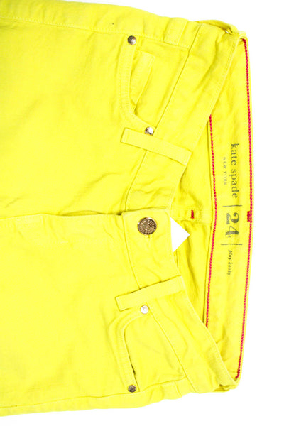 Kate Spade Womens Cotton Buttoned Skinny Leg Casual Pants Yellow Size EUR24