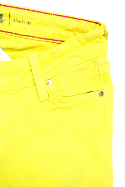 Kate Spade Womens Cotton Buttoned Skinny Leg Casual Pants Yellow Size EUR24