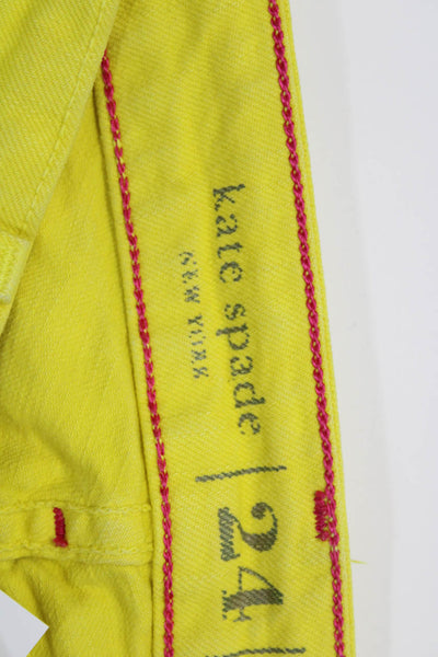 Kate Spade Womens Cotton Buttoned Skinny Leg Casual Pants Yellow Size EUR24