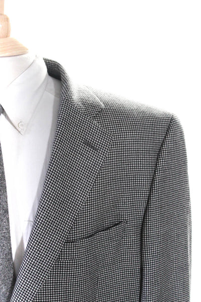 Jack Victor Mens Houndstooth Print Loreto Blazer Black White Size 48 Regular