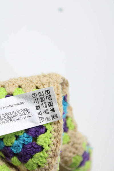 Zara Women's Square Neck Crochet Cropped Top Multicolor Size M Lot 3
