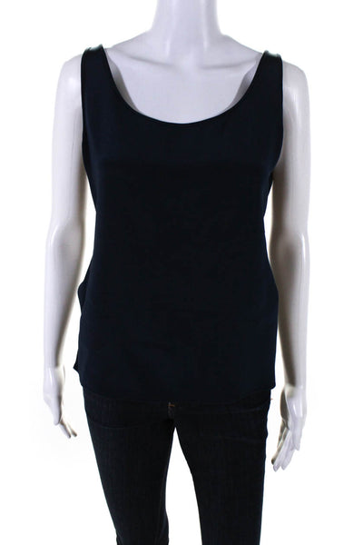 Bill Blass Womens Navy Blue Scoop Neck Zip Back Camisole Top Size S