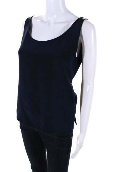 Bill Blass Womens Navy Blue Scoop Neck Zip Back Camisole Top Size S