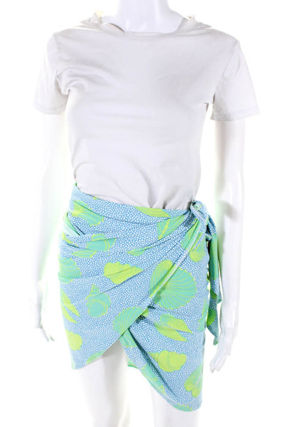Manuel Canovas Womens Seashell Print Jersey Sarong Skirt Blue Green One Size