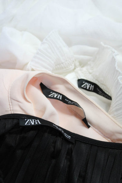 Zara Womens Pleated Satin Tank Top Blouse Pink Black White XS Large XL Lot 3