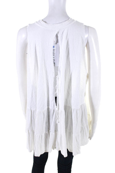 Free People Womens Tiered Jersey Hem Sleeveless Tunic Blouse White Size Small