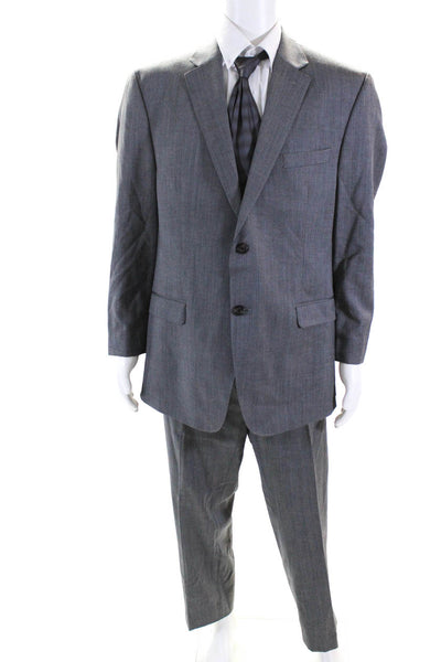 Lauren Ralph Lauren Mens Wool Notch Collar Two Button Suit Jacket Gray Size 46R