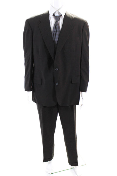 Southwick Mens V-Neck Notch Collar Two Button Suit Brown Size 44R