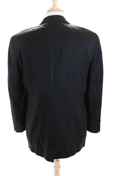 Austin Reed Mens Pinstripe Notch Collar Two Button Suit Jacket Black Size 41R