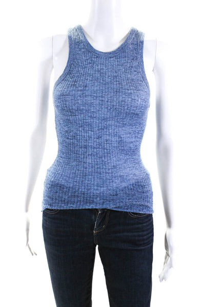 Cotton By Autumn Cashmere Women's Scoop Neck Two Piece Sweater Set Blue Size S