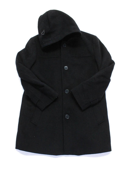 Tallia Childrens Boys Hooded Button Down Coat Black Wool Size 12-14