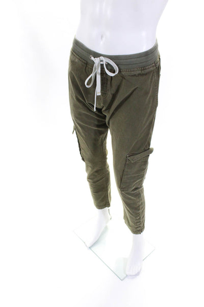 Sweet Pants Mens Drawstring Waist Cargo Pants Green Cotton Size Medium