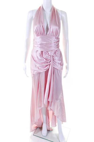 Alexandre Vauthier Womens Silk Charmeuse High-Low Hem Halter Dress Pink Size 40