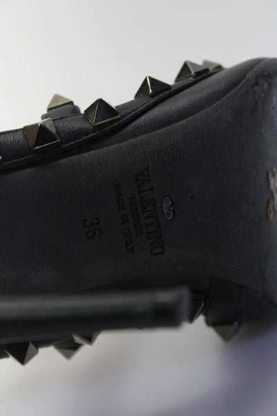 Valentino Garavani Womens Stiletto Rockstud Strappy Pumps Black Leather Size 36