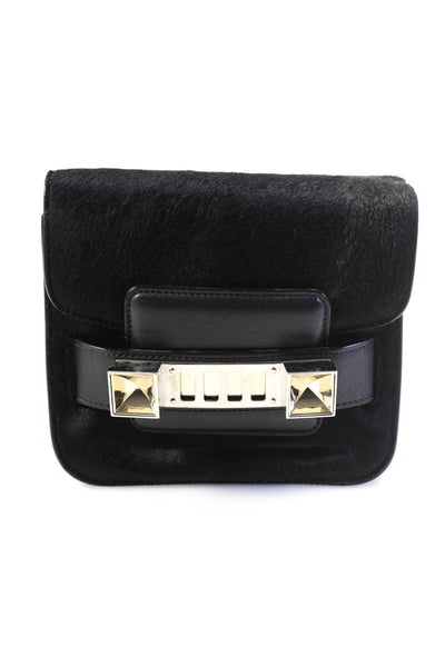 Proenza Schouler Womens Pony Hair Tiny PS11 Crossbody Handbag Black Leather