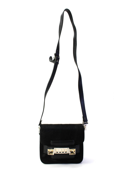 Proenza Schouler Womens Pony Hair Tiny PS11 Crossbody Handbag Black Leather