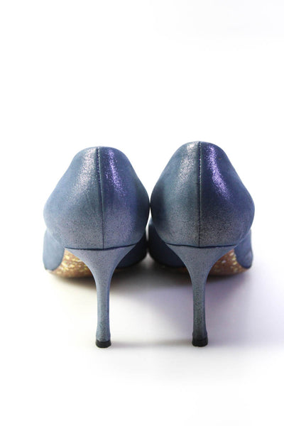 Christian Dior Womens Metallic Fabric Pointed Toe Heels Pumps Blue Size 36 6