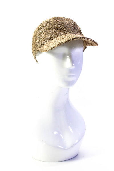 Collection Eighteen Womens Metallic Woven Sequin Baseball Cap Hat Brown OS