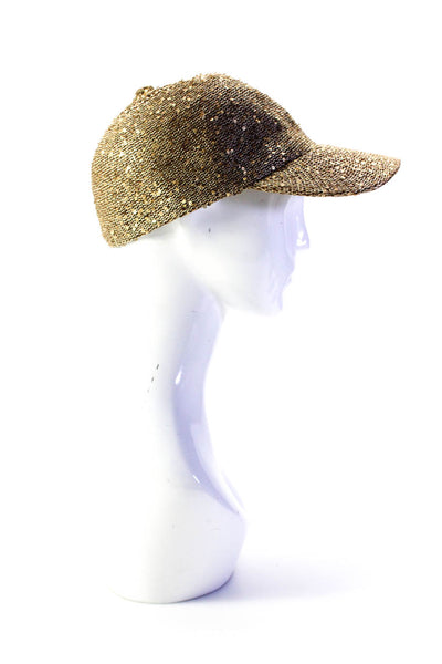 Collection Eighteen Womens Metallic Woven Sequin Baseball Cap Hat Brown OS