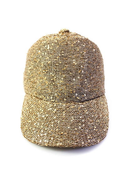 Collection Eighteen Womens Metallic Woven Sequin Baseball Cap Hat Brown OS