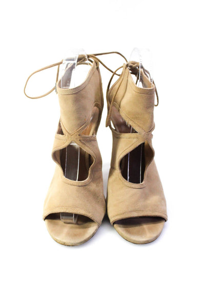 Aquazzura Womens Stiletto Sexy Thing 105 Sandals Nude Suede Size 38