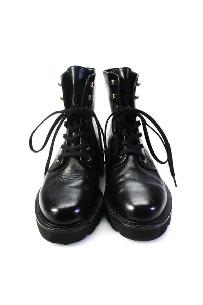 Stuart Weitzman Womens Lace Up Flat Leather Combat Ankle Boots Black Size 36 6