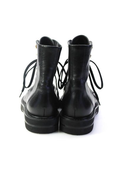 Stuart Weitzman Womens Lace Up Flat Leather Combat Ankle Boots Black Size 36 6