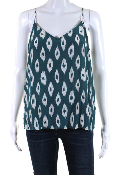 Equipment Femme Womens Dark Green Silk Printed V-Neck Camisole Top Size M