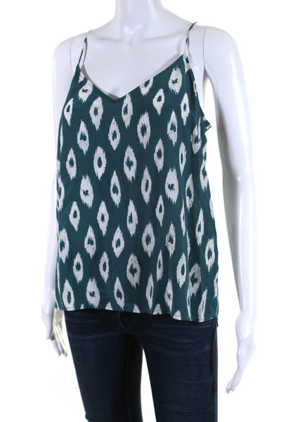 Equipment Femme Womens Dark Green Silk Printed V-Neck Camisole Top Size M